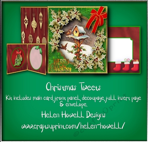 Christmas Tweets - Cut & Fold Card with Stand Out Front Panel