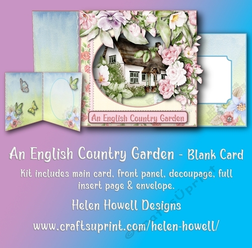 English Country Garden - Blank Card - Cut & Fold with stand out Front Panel.