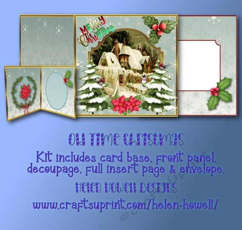  Old Time Christmas - Cut & Fold Card with stand away front panel. 