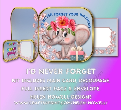 Id Never Forget - Cut & Fold Card -  suitable for both Adults and Children.