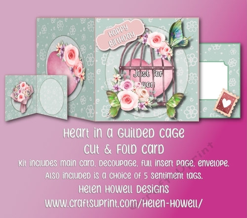 Heart in a Guilded Cage - Cut & Fold Card - Multi Occasions 
