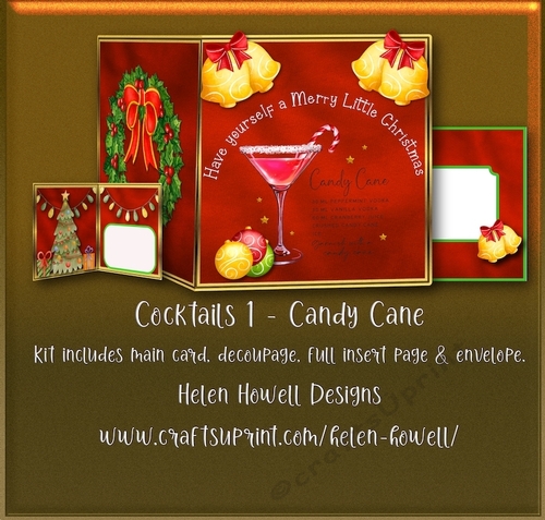 Cocktail 1 - Candy Cane - Cut & Fold Card