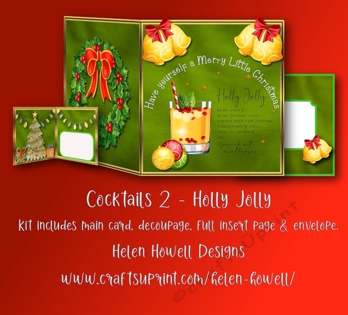 Cocktail 2 -Holly Jolly - Cut & Fold Card
