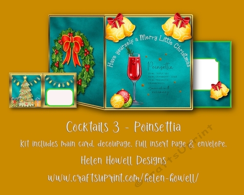 Cocktail 3 -Poinsettia - Cut & Fold Card