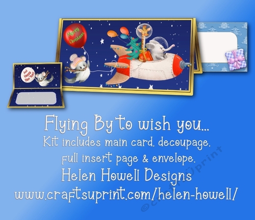 Flying by to wish you... - Cut and fold card.