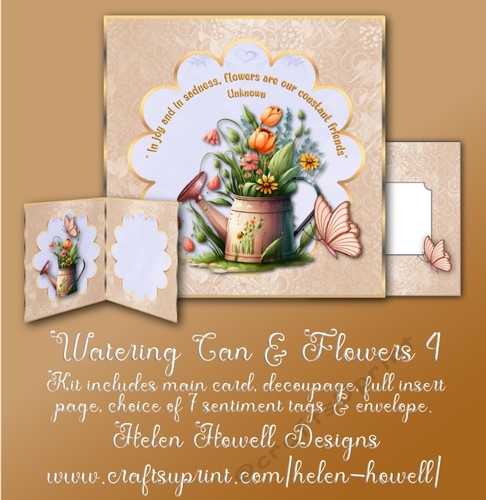 Watering Can & Flowers 4 - multi occasions card