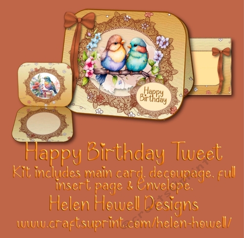 Happy Birthday Tweet - Round Cornered Tent Card