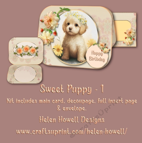 Sweet Puppy 1 - Round Cornered Tent Card
