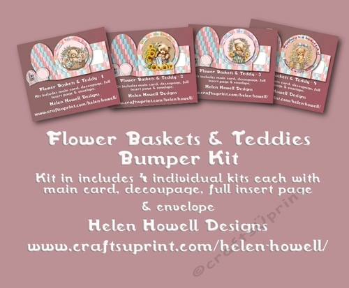 Flower Baskets & Teddies Bumper - Blank Cards with Sayings