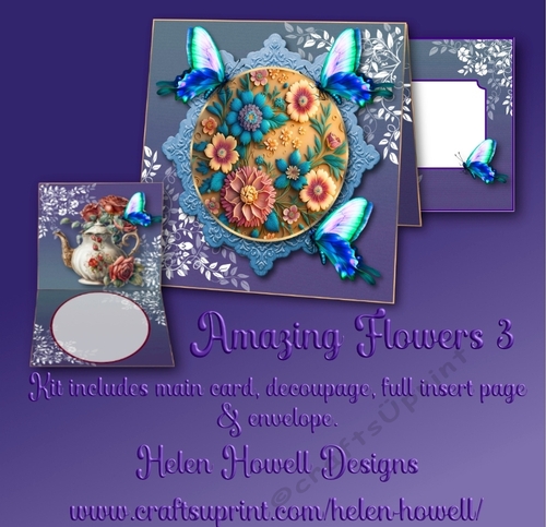 Amazing Flowers 3, Tent Card - Blank Card - Multi Occasions