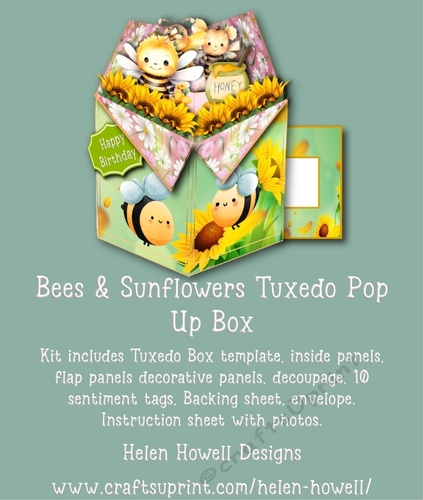 Bees & Sunflowers Tuxedo Pop Up Box - Multi Occasions