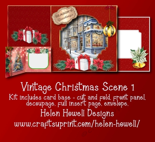 Vintage Christmas Scene 1 - Cut and Fold Card