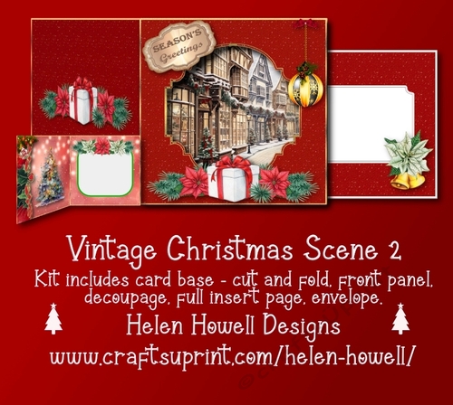 Vintage Christmas Scene 2 - Cut and Fold Card