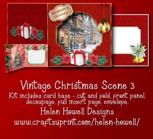Vintage Christmas Scene 3 - Cut and Fold Card
