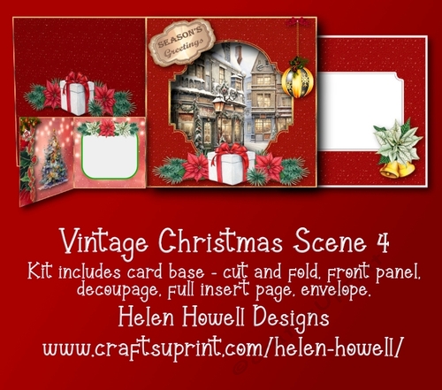 Vintage Christmas Scene 4 - Cut and Fold Card