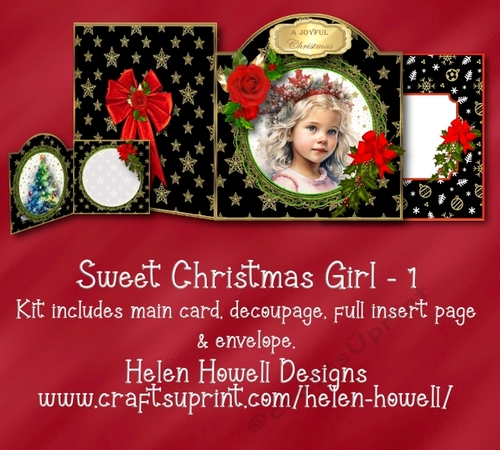 Sweet Christmas Girl 1 - Cut & Fold Card