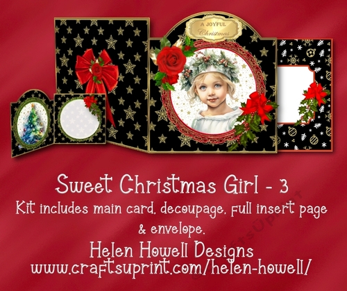 Sweet Christmas Girl 3 - Cut & Fold Card