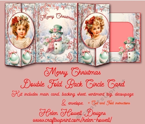 Merry Christmas double fold back circle card