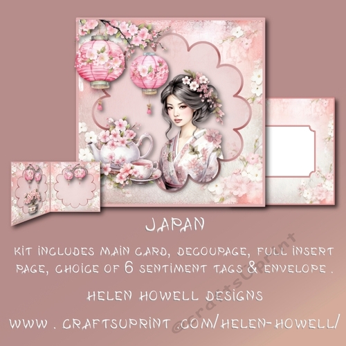 Japan - Blank Card but includes choice of sentiment tags.