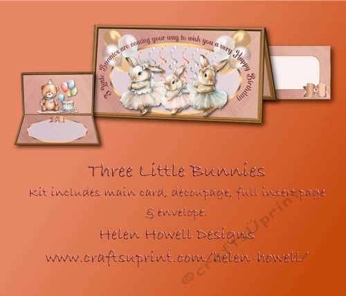 3 Little Bunnies - Cut and fold card.