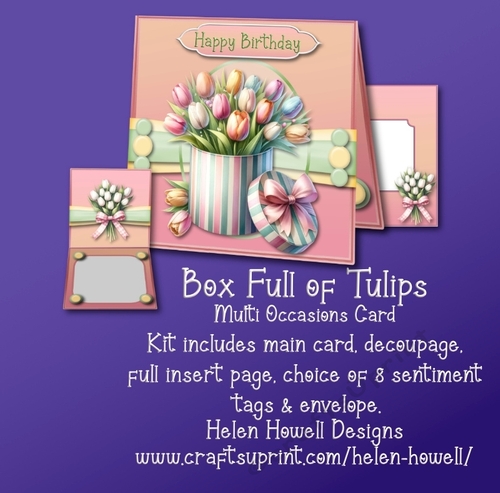 Box full of Tulips -Multi Occasions Card - Tent Card