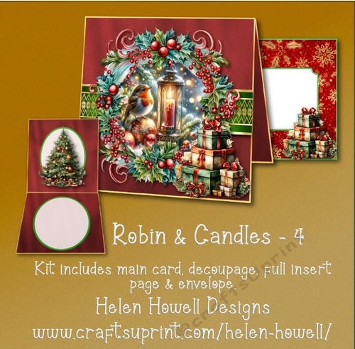 Robin & Candles 4 - Blank Card
