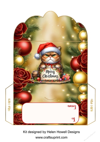 Christmas Money Envelope 4 - Christmas Cat