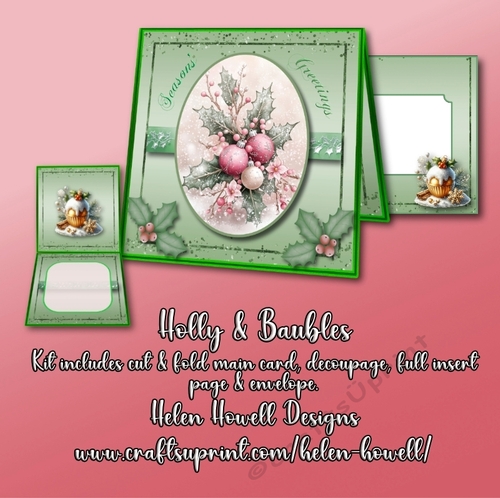 Holly & Baubles - Tent Card