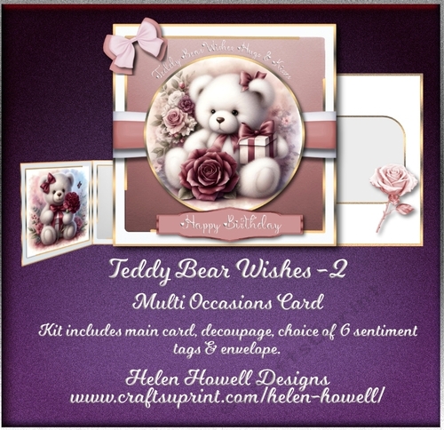 Teddy Bear Wishes - 2 - Multi occasions card. 