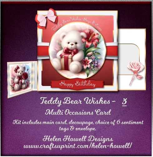 Teddy Bear Wishes - 3 - Multi occasions card. 