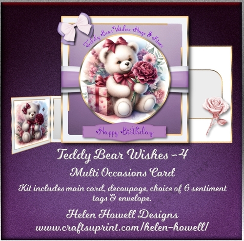 Teddy Bear Wishes - 4 - Multi occasions card. 