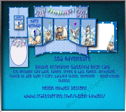 Sea Adventure - Little Boys 1-5yrs. - Double Accordion Gatefold Card
