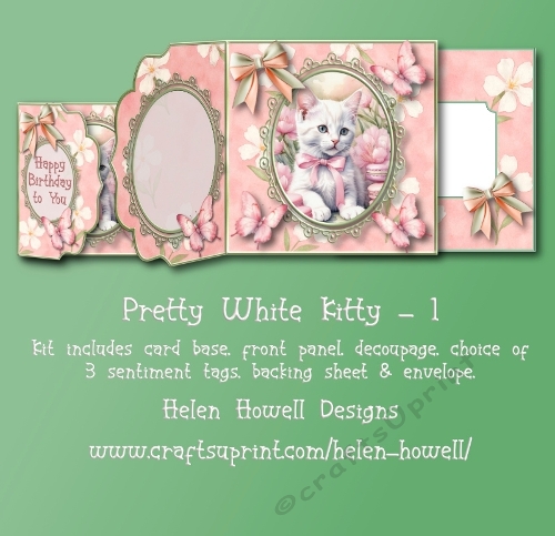 Pretty White Kitty 1 - Birthday/Mothers Day