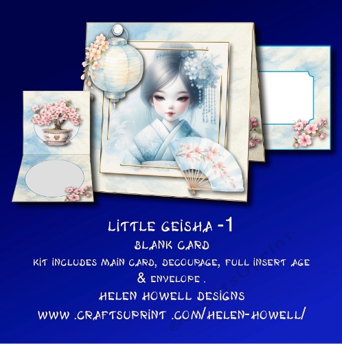 Little Geisha 1 - Blank Card - Tent Card