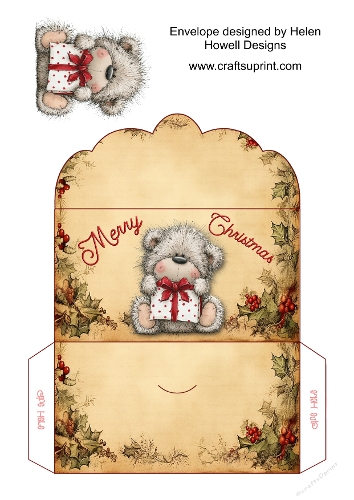 Merry Christmas Teddy Bear Money Envelope. 