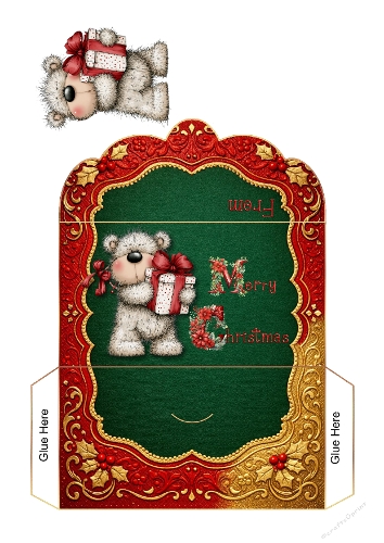 Merry Christmas Teddy Bear Money Envelope. 2