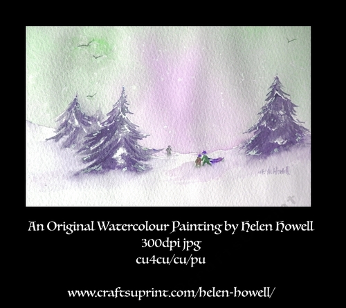 Original Watercolour Painting - Fun in the Snow