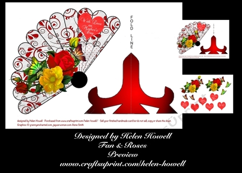 Fan & Roses - A Card for Various Occasions