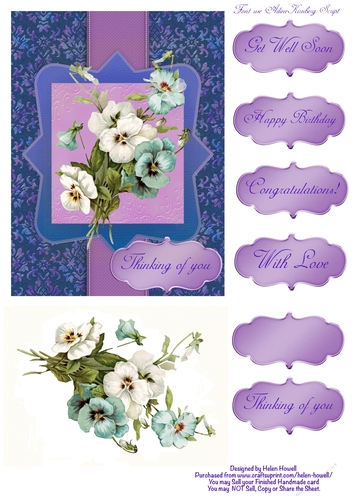 Blue & White Pansies - Various Occasions Card