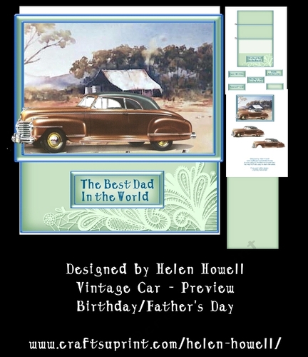 Vintage Car Easel Card - Birthday/Fathers Day