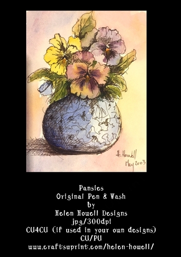 Pen & Wash Pansies