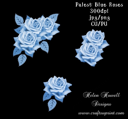 Palest Blue Roses - Decoupage Kit
