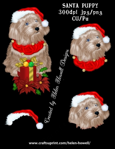 Santa Puppy Decoupage Kit