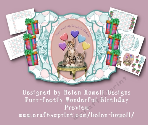 Purr-fectly Wonderful Birthday  - Double pop out card