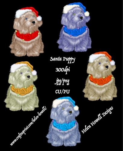 Santa Puppy Digital Elements