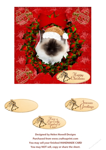 Puddie-Cat Santa - Topper