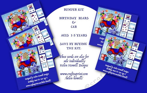 Bumper Kit Birthday Bears & Car Age Cards  1-5 years 