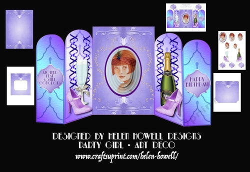 Party Girl Art Deco - 5 section Gate Fold Card 