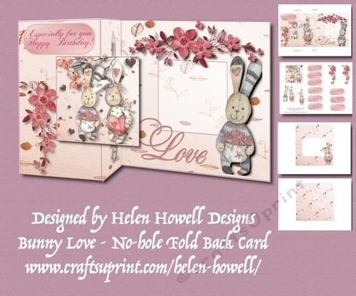 Bunny Love - No-hole Fold Back Card - Multi Occasions
