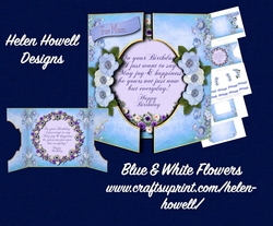 Blue & White Flowers - Gtefold Card 